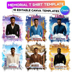 10 In Loving Memory T Shirt Canva Editable Templates, Memorial Canva Template, Rest In Peace Memorial, Forever In Our Heart Canva Template - Editable Memorial Canva Template