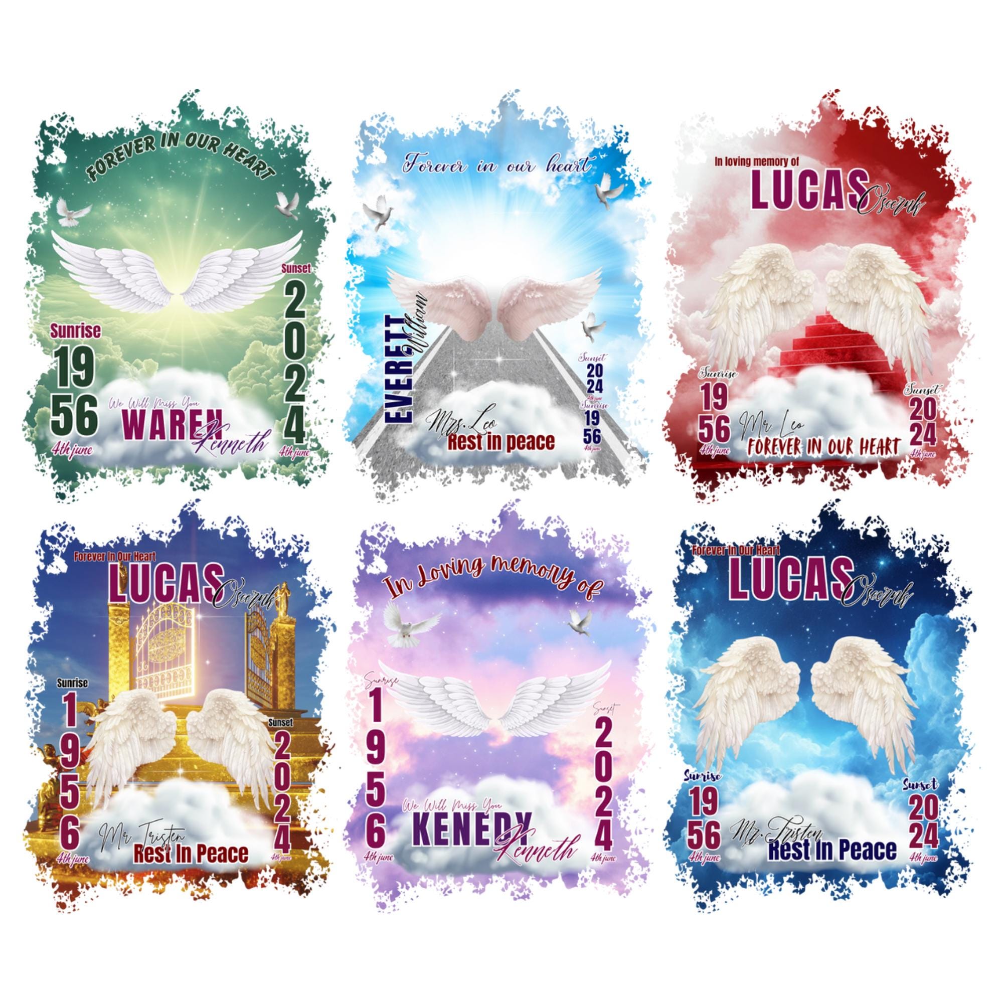 10 In Loving Memory T Shirt Canva Editable Templates, Memorial Canva Template, Rest In Peace Memorial, Forever In Our Heart Canva Template - Editable Memorial Canva Template
