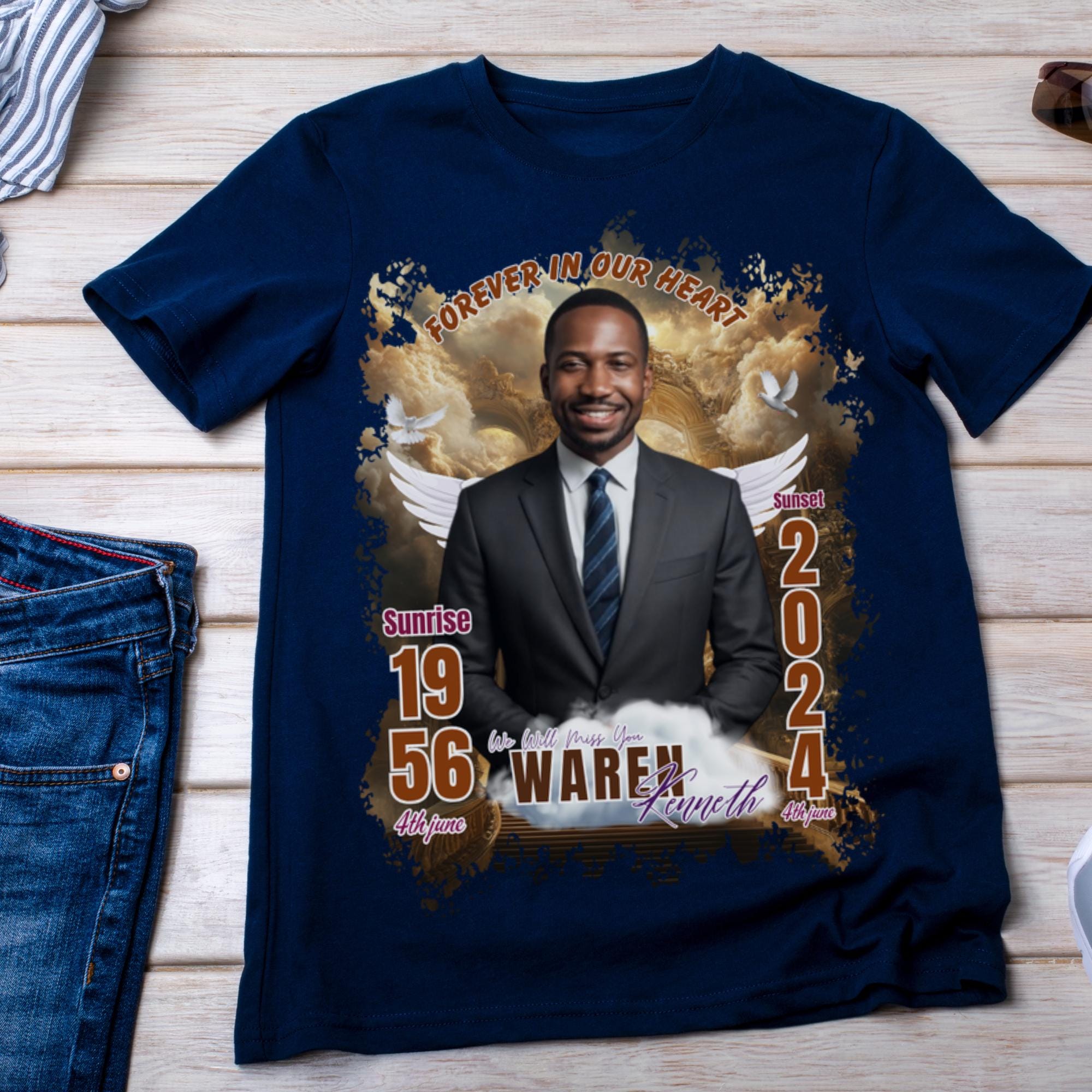 10 In Loving Memory T Shirt Canva Editable Templates, Memorial Canva Template, Rest In Peace Memorial, Forever In Our Heart Canva Template - Editable Memorial Canva Template