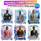 10 In Loving Memory T Shirt Canva Editable Templates, Memorial Canva Template, Rest In Peace Memorial, Forever In Our Heart Canva Template - Editable Memorial Canva Template