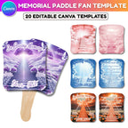 06 Purple Memorial Paddle Fan Editable Template, In Loving Memory Fan, Celebration of Life Paddle Fan, In Loving Memory Handheld Tribute - Editable Memorial Canva Template