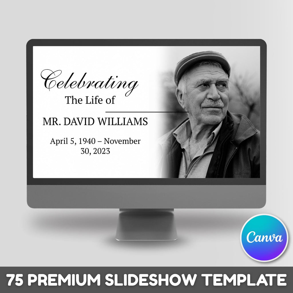79 Funeral Memorial Photo Slideshow Canva Template, In Loving Memory Template, Minimalist Celebration of Life Presentation, Digital Download - Editable Memorial Canva Template