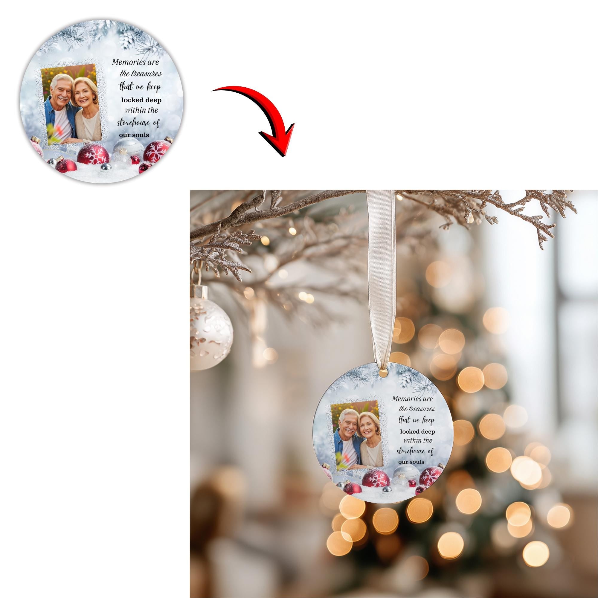 10 Memorial Christmas Ornament Bundle Canva Template, Round Christmas in Heaven, Memorial Ornaments Template, Funeral & Celebration - Editable Memorial Canva Template