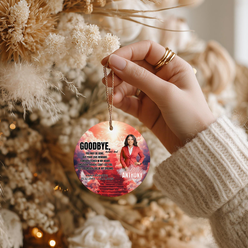 39 In Loving Memory Christmas Ornament Editable Template, Round Christmas in Heaven, Memorial Ornaments Template, Funeral & Celebration - Editable Memorial Canva Template