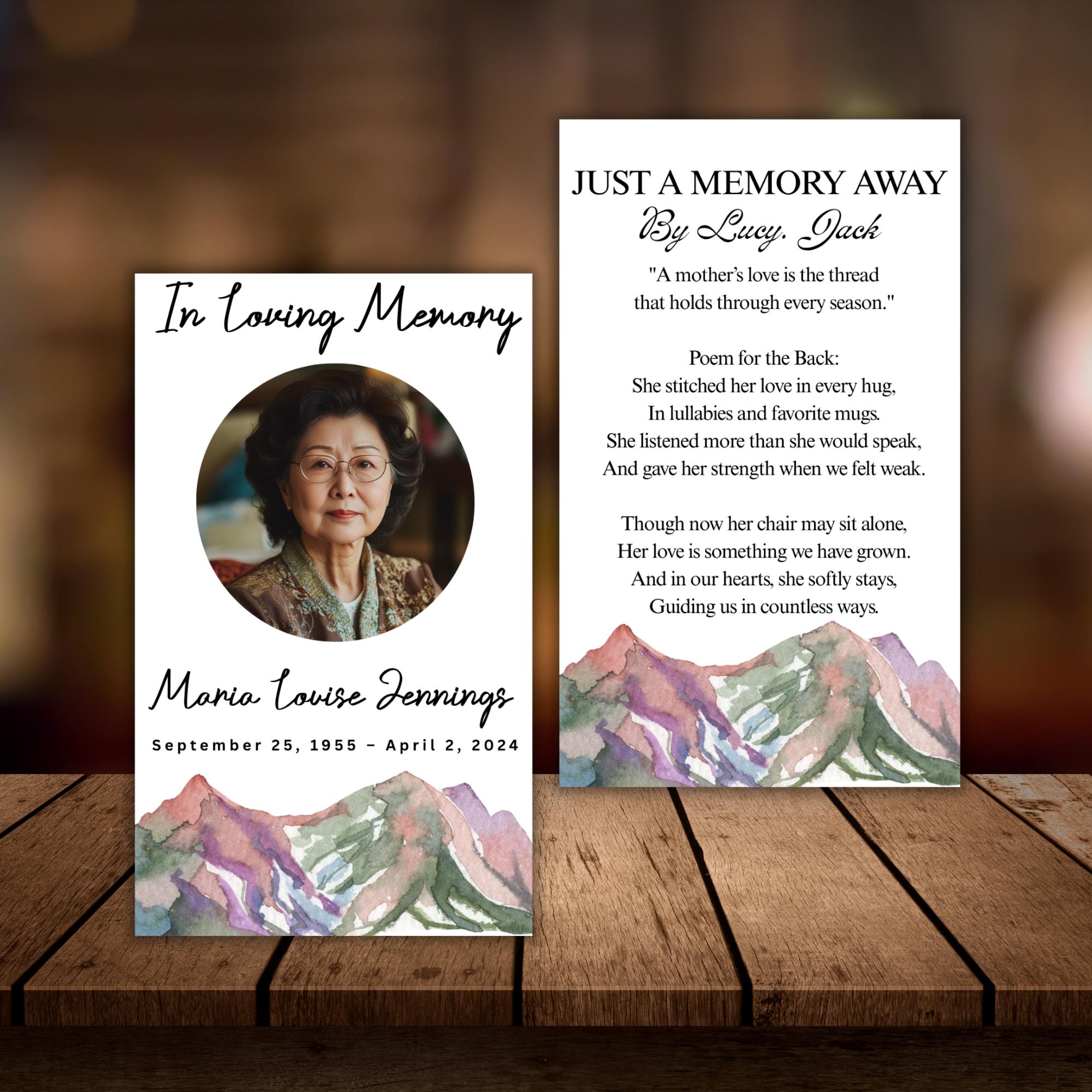 In Loving Memory Funeral Prayer Card Canva Editable Template, In Loving Memory Template, Memorial Prayer Card, Printable Funeral Remembrance - Editable Memorial Canva Template