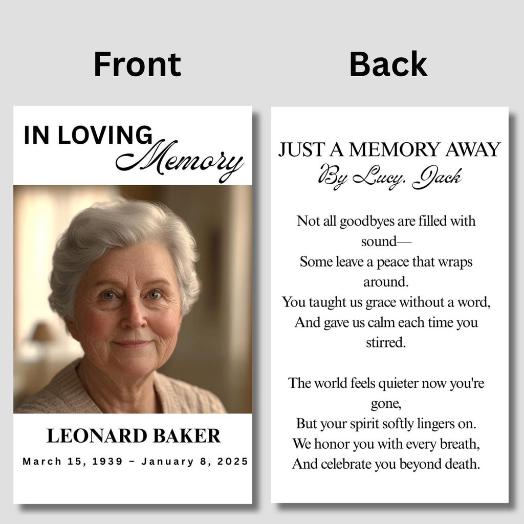 In Loving Memory Funeral Prayer Card Canva Editable Template, In Loving Memory Template, Memorial Prayer Card, Printable Funeral Remembrance - Editable Memorial Canva Template
