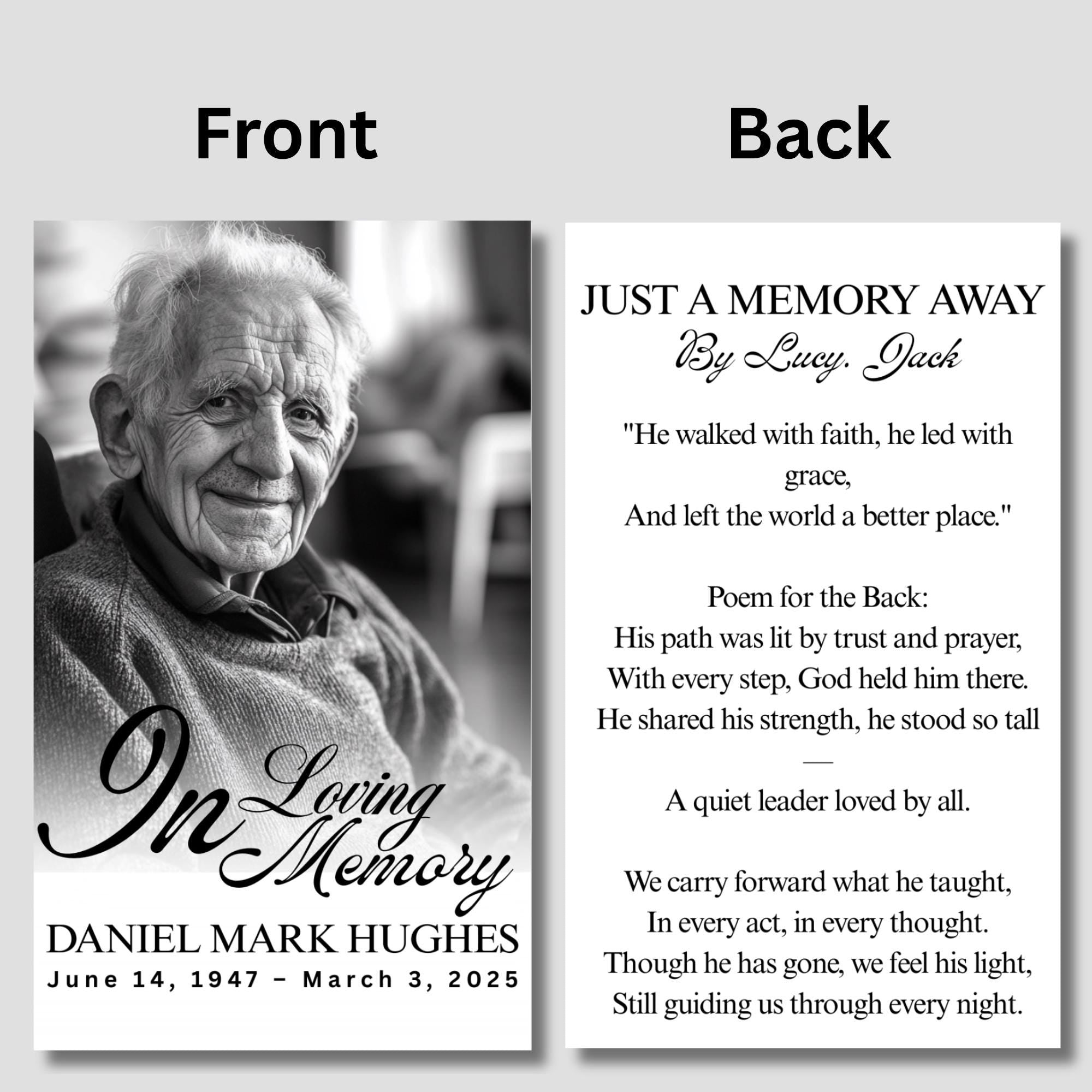 In Loving Memory Funeral Card Canva Editable Template, In Loving Memory Template, Memorial Prayer Card, Digital Download - Editable Memorial Canva Template