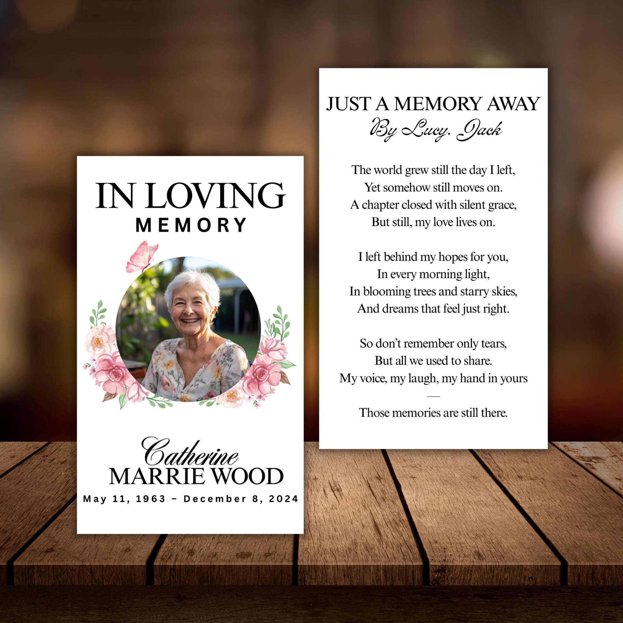 In Loving Memory Funeral Card Canva Editable Template, In Loving Memory Template, Memorial Prayer Card, Digital Download - Editable Memorial Canva Template