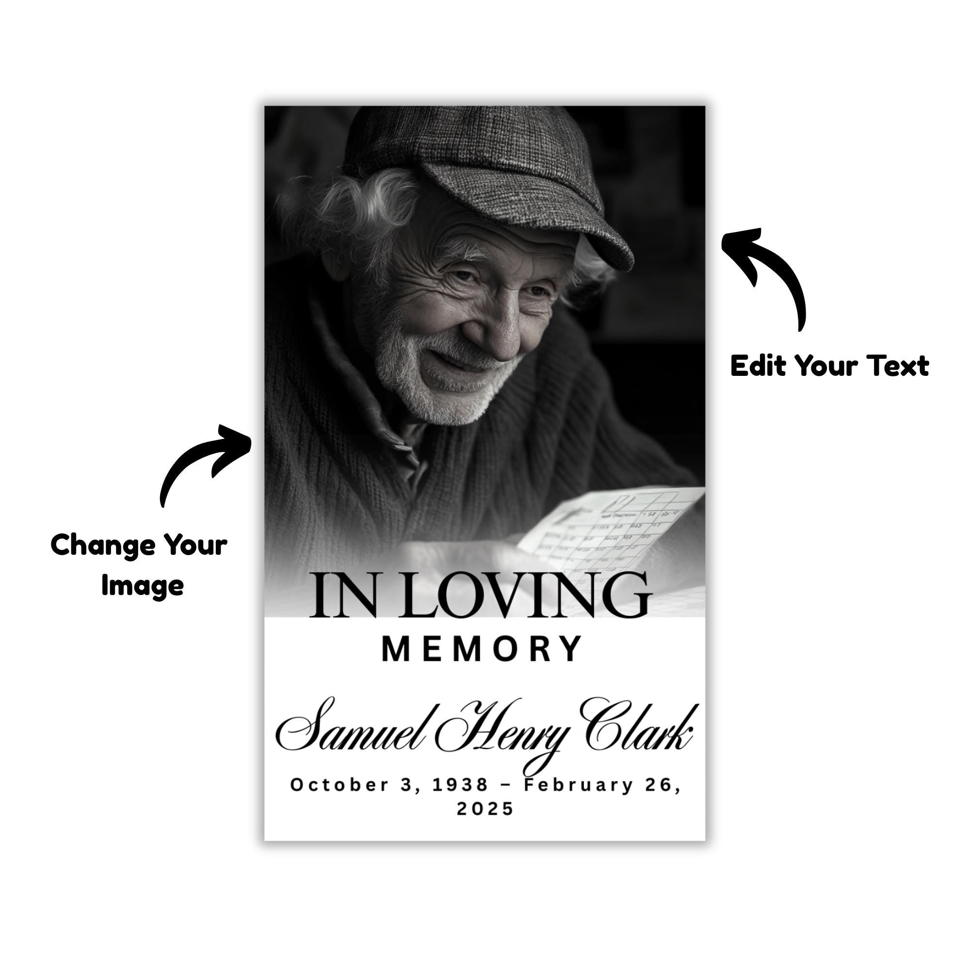 In Loving Memory Funeral Card Canva Editable Template, In Loving Memory Template, Memorial Prayer Card, Digital Download - Editable Memorial Canva Template