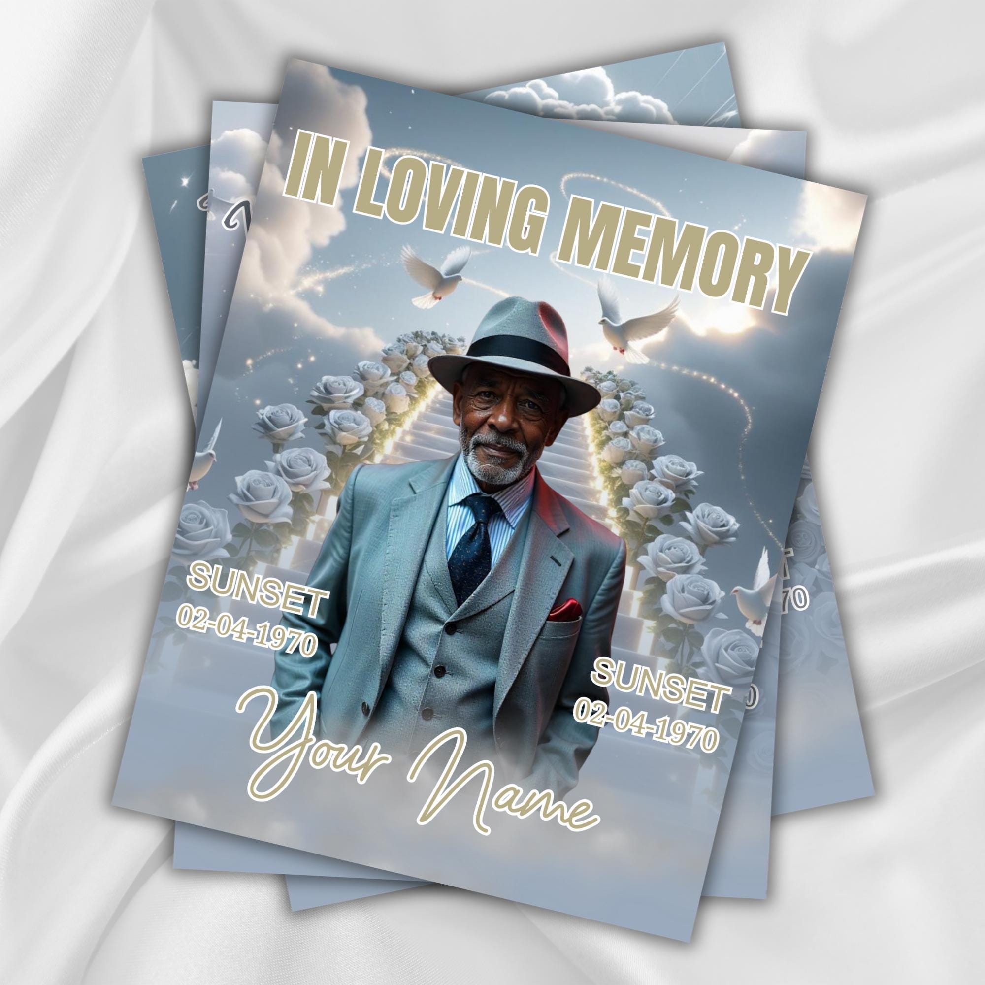 06 Grey In Loving Memory Canva Editable Templates, Memorial Canva Template, In Loving Memory Templates, Funeral & Celebration of Life - Editable Memorial Canva Template