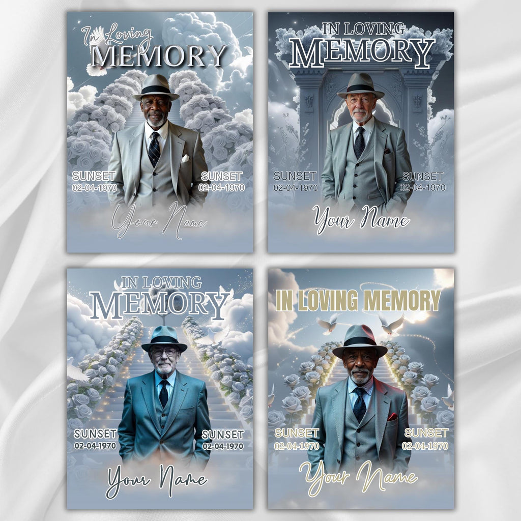 06 Grey In Loving Memory Canva Editable Templates, Memorial Canva Template, In Loving Memory Templates, Funeral & Celebration of Life - Editable Memorial Canva Template