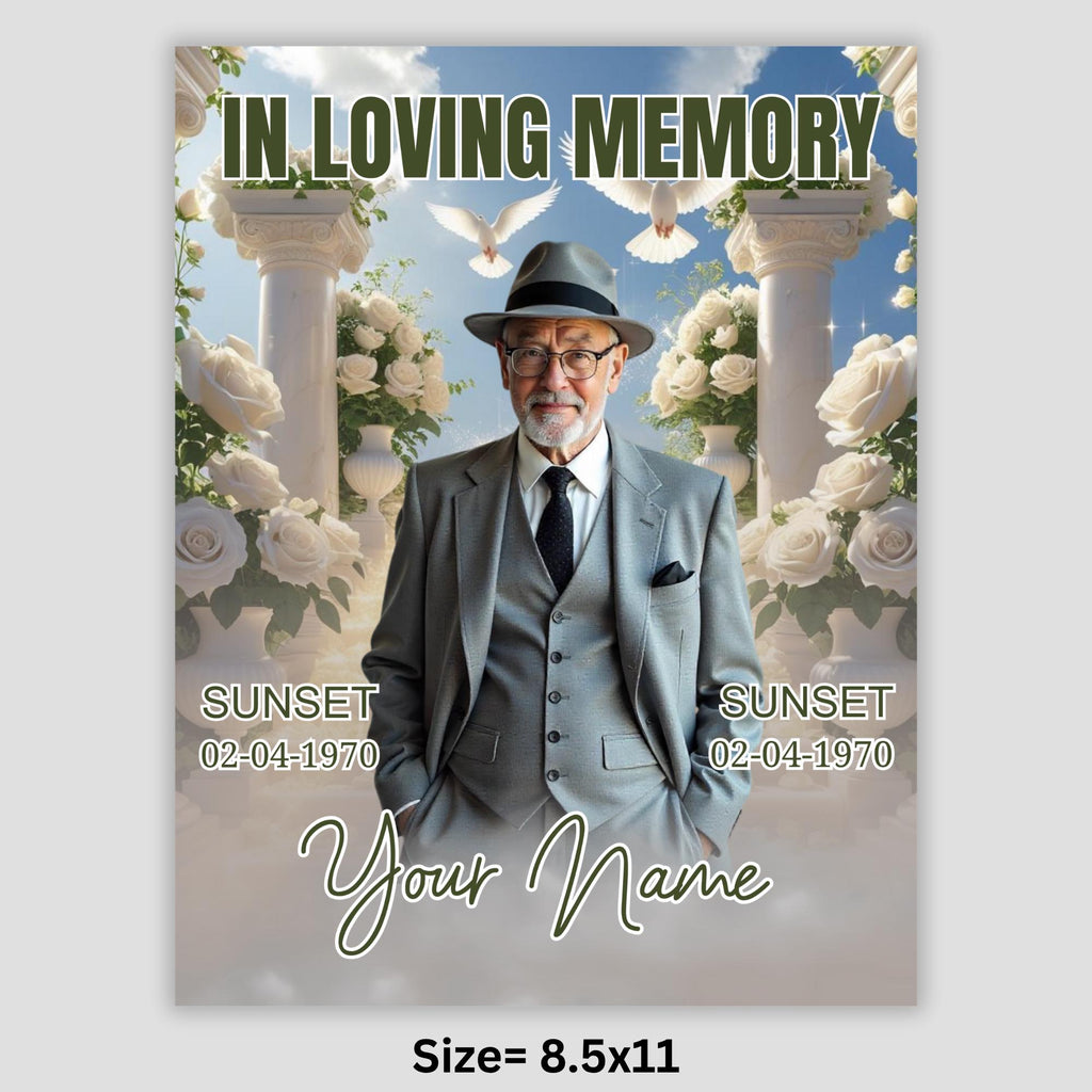 06 Pearl White In Loving Memory Canva Editable Templates, Memorial Canva Template, In Loving Memory Templates, Funeral & Celebration of Life - Editable Memorial Canva Template