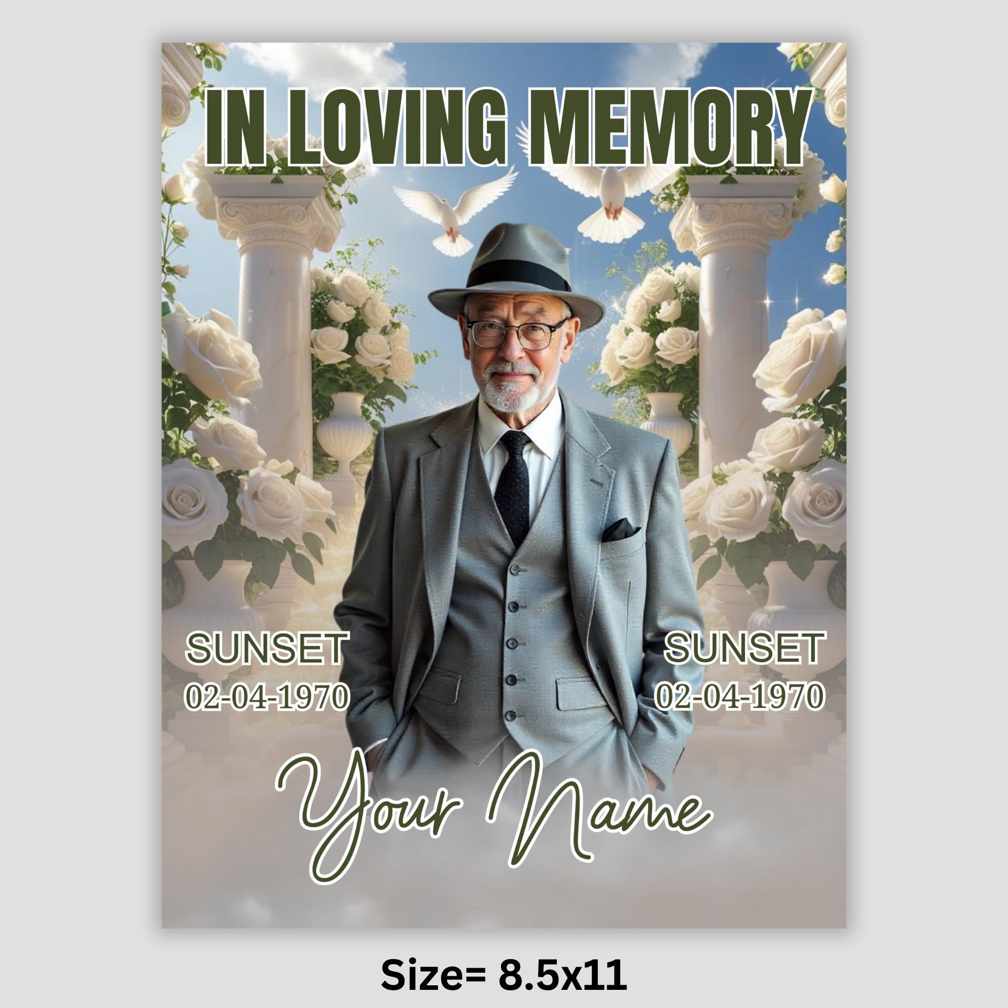 06 Pearl White In Loving Memory Canva Editable Templates, Memorial Canva Template, In Loving Memory Templates, Funeral & Celebration of Life - Editable Memorial Canva Template