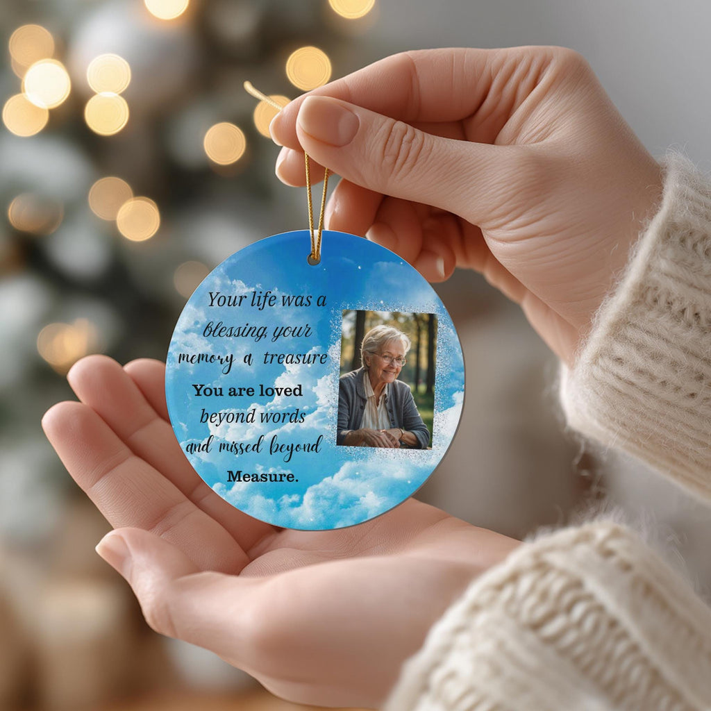10 Memorial Christmas Ornament Bundle Canva Template, Round Christmas in Heaven, Memorial Ornaments Template, Funeral & Celebration - Editable Memorial Canva Template