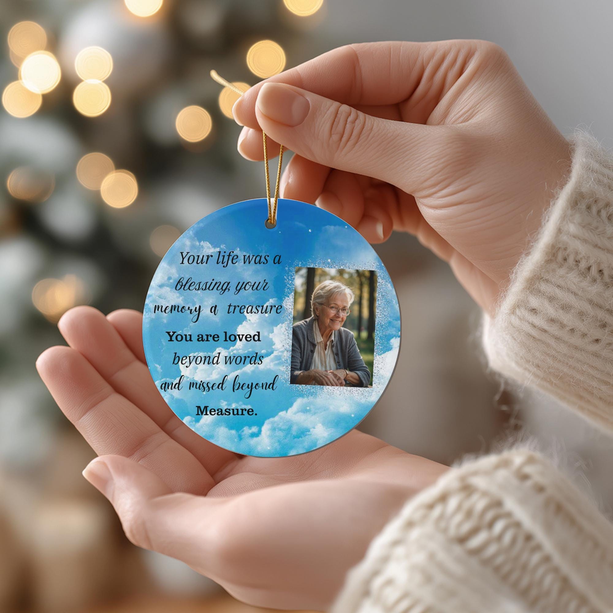 10 Memorial Christmas Ornament Bundle Canva Template, Round Christmas in Heaven, Memorial Ornaments Template, Funeral & Celebration - Editable Memorial Canva Template