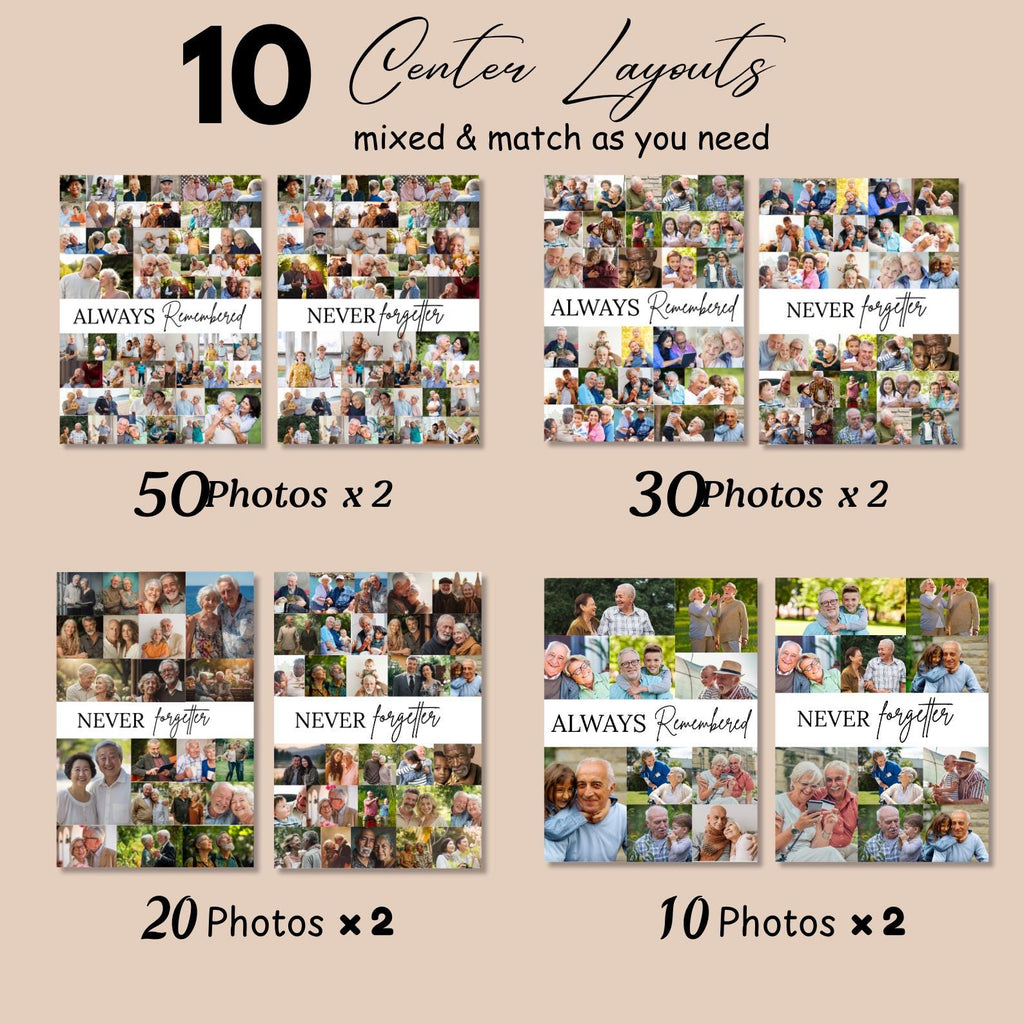 Funeral Photo Collage Canva Editable Template, In Loving Memory Collage, Memorial Photo Collage Template, Celebration Of Life - Editable Memorial Canva Template