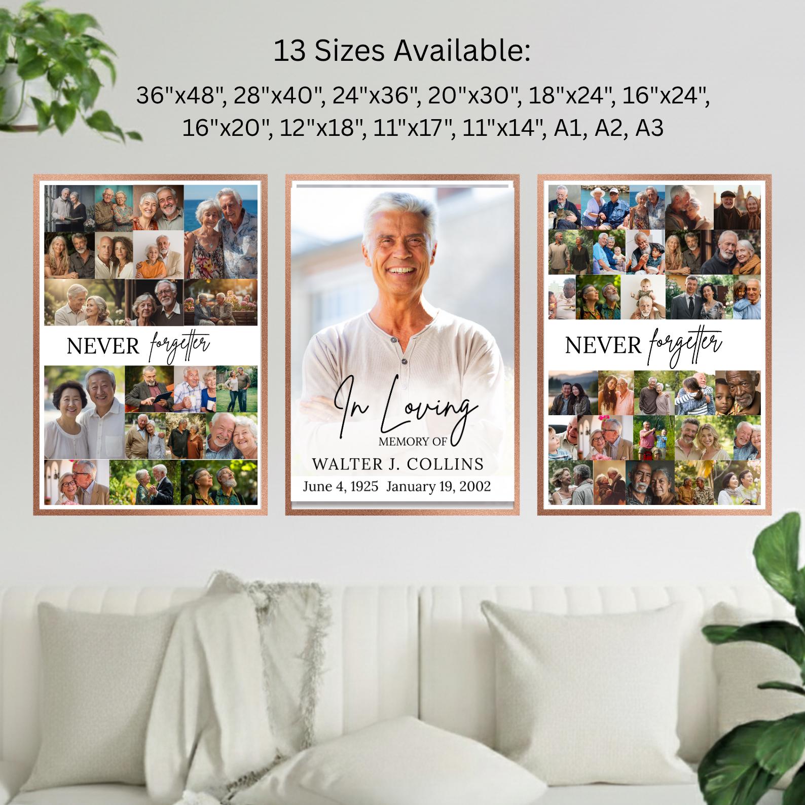 Funeral Photo Collage Canva Editable Template, In Loving Memory Collage, Memorial Photo Collage Template, Celebration Of Life - Editable Memorial Canva Template