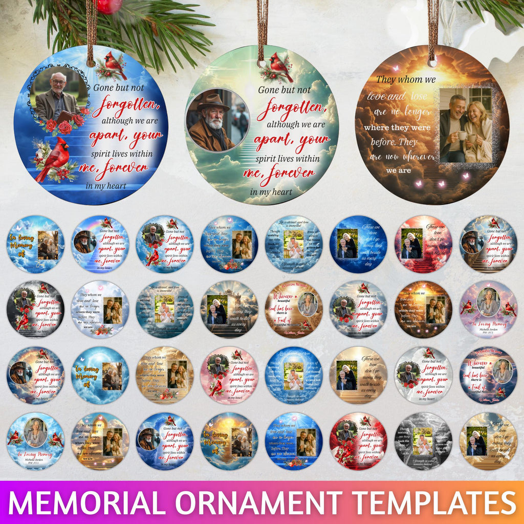 100 In Loving Memory Christmas Ornament Editable Template, Round Christmas in Heaven, Memorial Ornaments Template, Funeral & Celebration - Editable Memorial Canva Template
