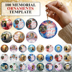 100 In Loving Memory Christmas Ornament Editable Template, Round Christmas in Heaven, Memorial Ornaments Template, Funeral & Celebration - Editable Memorial Canva Template