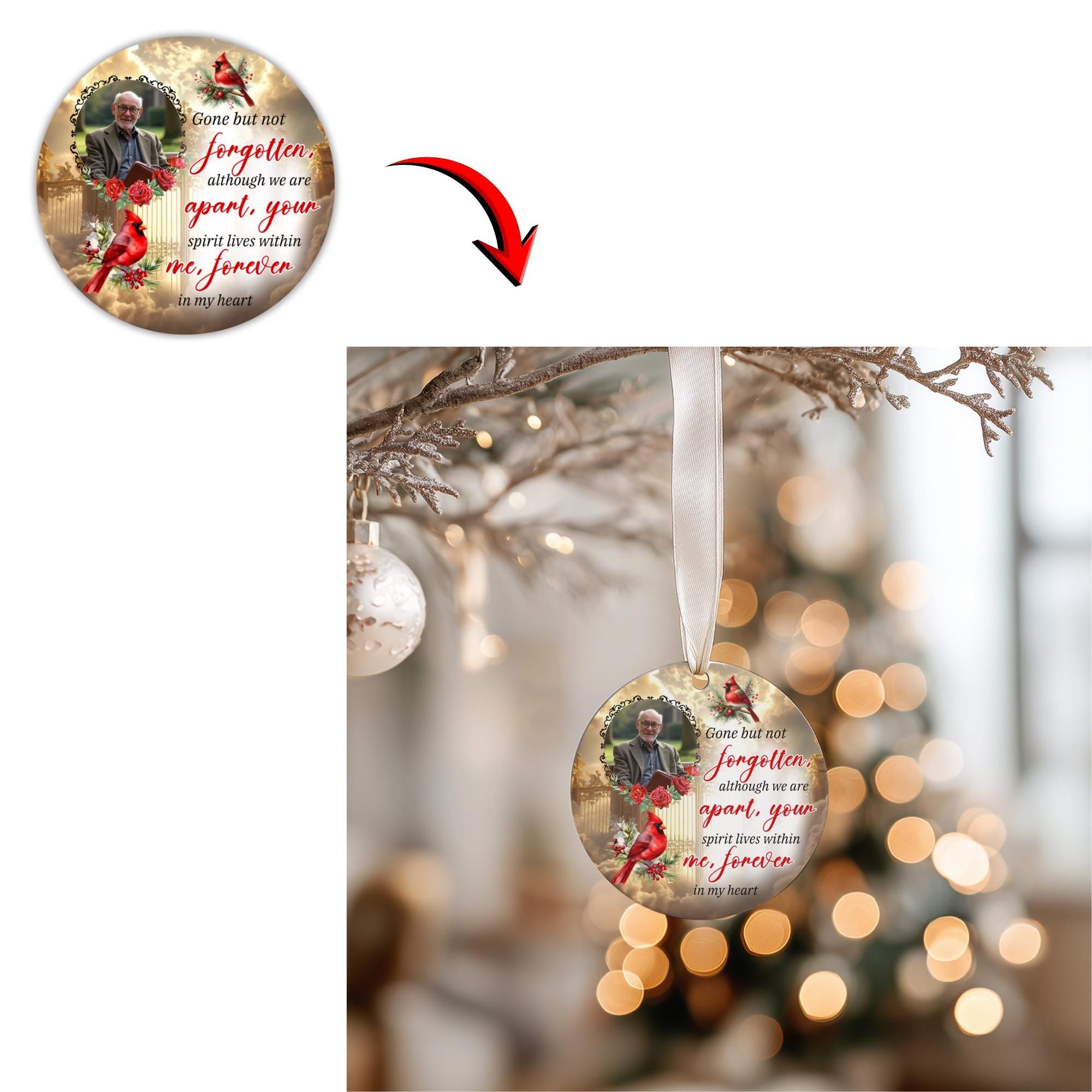 100+ In Loving Memory Christmas Ornament Editable Template, Round Christmas in Heaven, Memorial Ornaments Template, Funeral & Celebration - Editable Memorial Canva Template