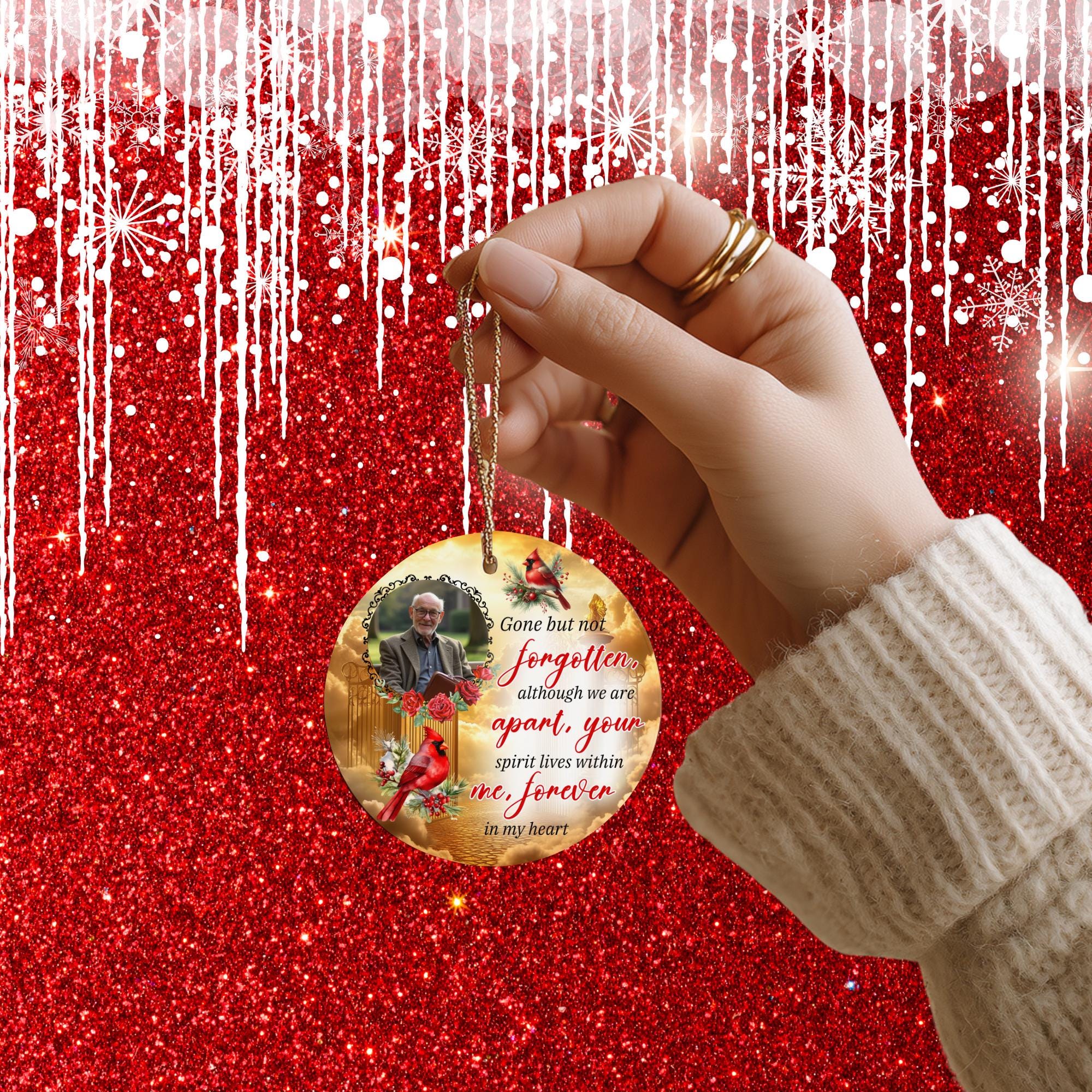 100+ In Loving Memory Christmas Ornament Editable Template, Round Christmas in Heaven, Memorial Ornaments Template, Funeral & Celebration - Editable Memorial Canva Template