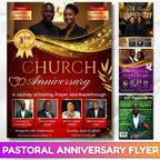 04 Pastoral Church Flyer Anniversary Program Template, Funeral Program, Church Program Template, Obituary Celebration Of Life Program - Editable Memorial Canva Template
