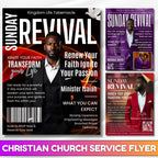 04 Sunday Flyer Anniversary Program Template, Funeral Program, Church Program Template, Sunday Rivival Program Template, Sunday Flyer - Editable Memorial Canva Template