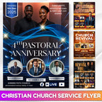 Pastoral Church Flyer Anniversary Program Template, Funeral Program, Church Program Template, Church Rivival Program Template, Service Flyer - Editable Memorial Canva Template