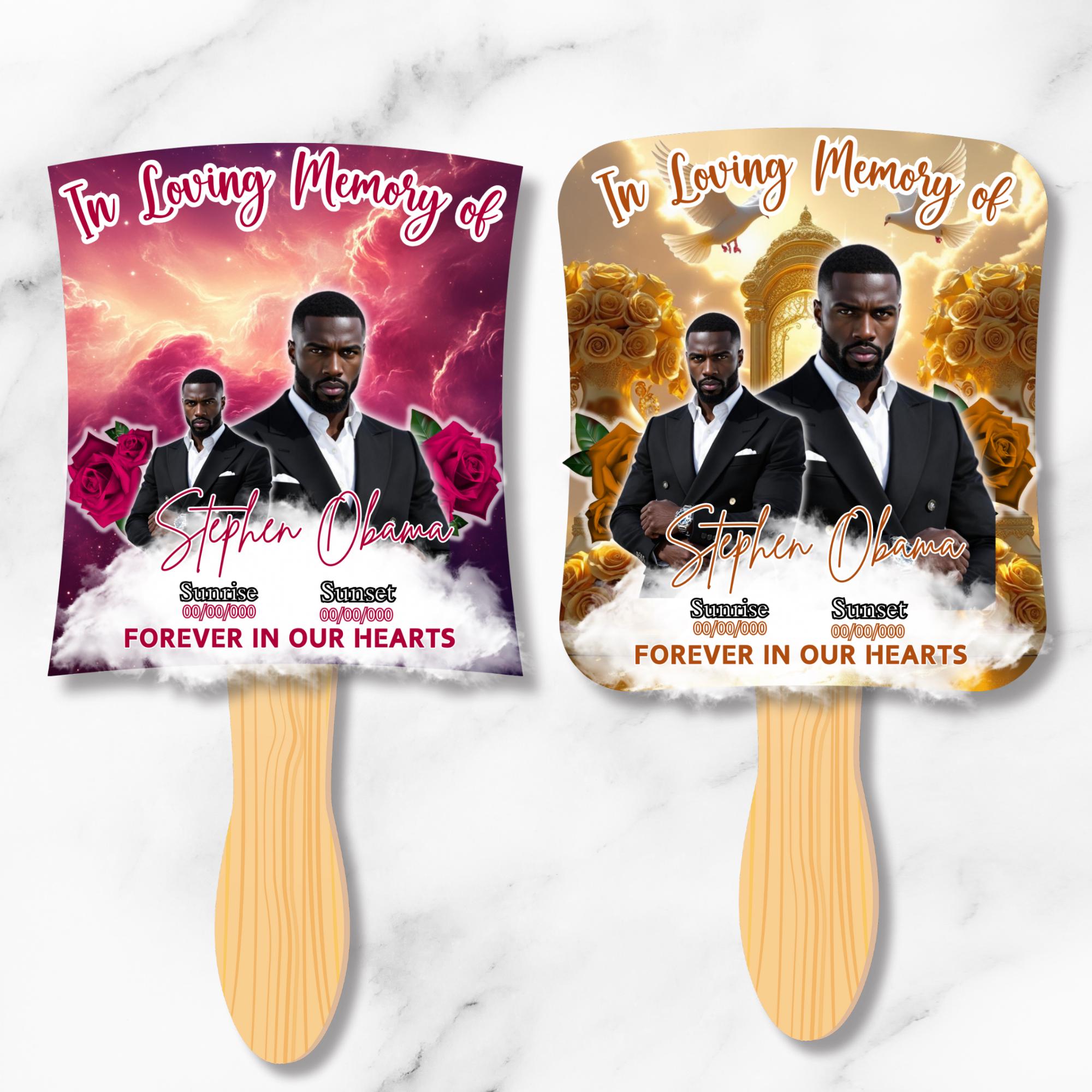 30 In Loving Memory Paddle Fan Editable Template, Memorial Fan, Celebration of Life Paddle Fan, In Loving Memory Handheld Tribute - Editable Memorial Canva Template