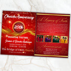 Red Church Anniversary Program Template, Editable Bifold 8.5x11” Design, Church Appreciation Program, Anniversary & Faith Celebration - Editable Memorial Canva Template