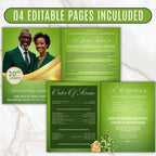 Light Green Church Anniversary Program Template, Editable Bifold 8.5x11” Design, Church Appreciation Program,Anniversary & Faith Celebration - Editable Memorial Canva Template