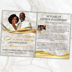 White Purple Church Anniversary Program Template, Editable Bifold 8.5x11” Design, Church Appreciation Program, Anniversary Faith Celebration - Editable Memorial Canva Template