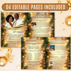 Christmas Golden Church Anniversary Program Template, Editable Bifold 8.5x11”, Church Appreciation Program, Anniversary Celebration - Editable Memorial Canva Template