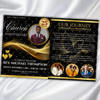 Black & Golden Pastor Anniversary Church Program, Editable Bifold 8.5x11” Design, Church Appreciation Program, Anniversary Faith Celebration - Editable Memorial Canva Template