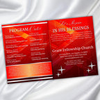 Red Pastor Anniversary Church Program, Editable Bifold 8.5x11” Design, Church Appreciation Program, Anniversary Faith Celebration - Editable Memorial Canva Template