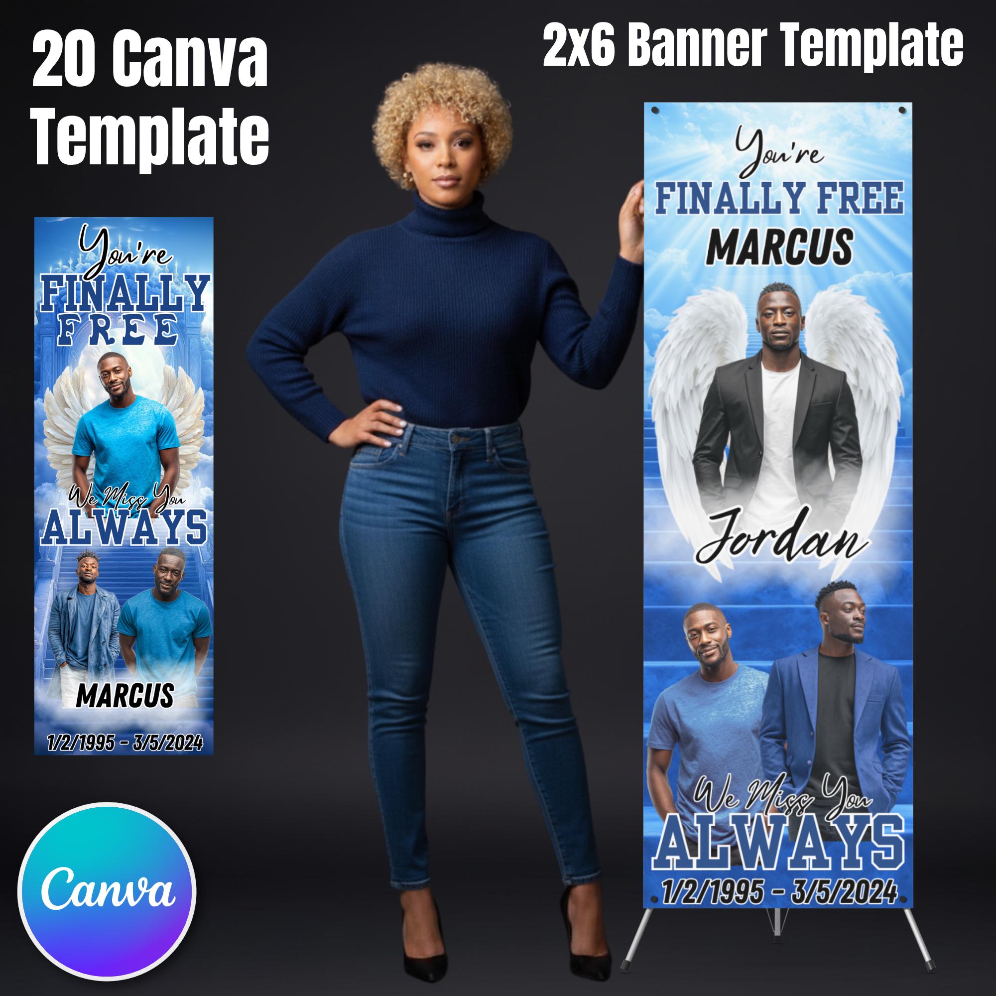 Memorial Editable 2x6 Banner Canva Template, in Loving Memory Templates, Memorial Canva Template, Pop Up Banner Template, Canva Banner - Editable Memorial Canva Template