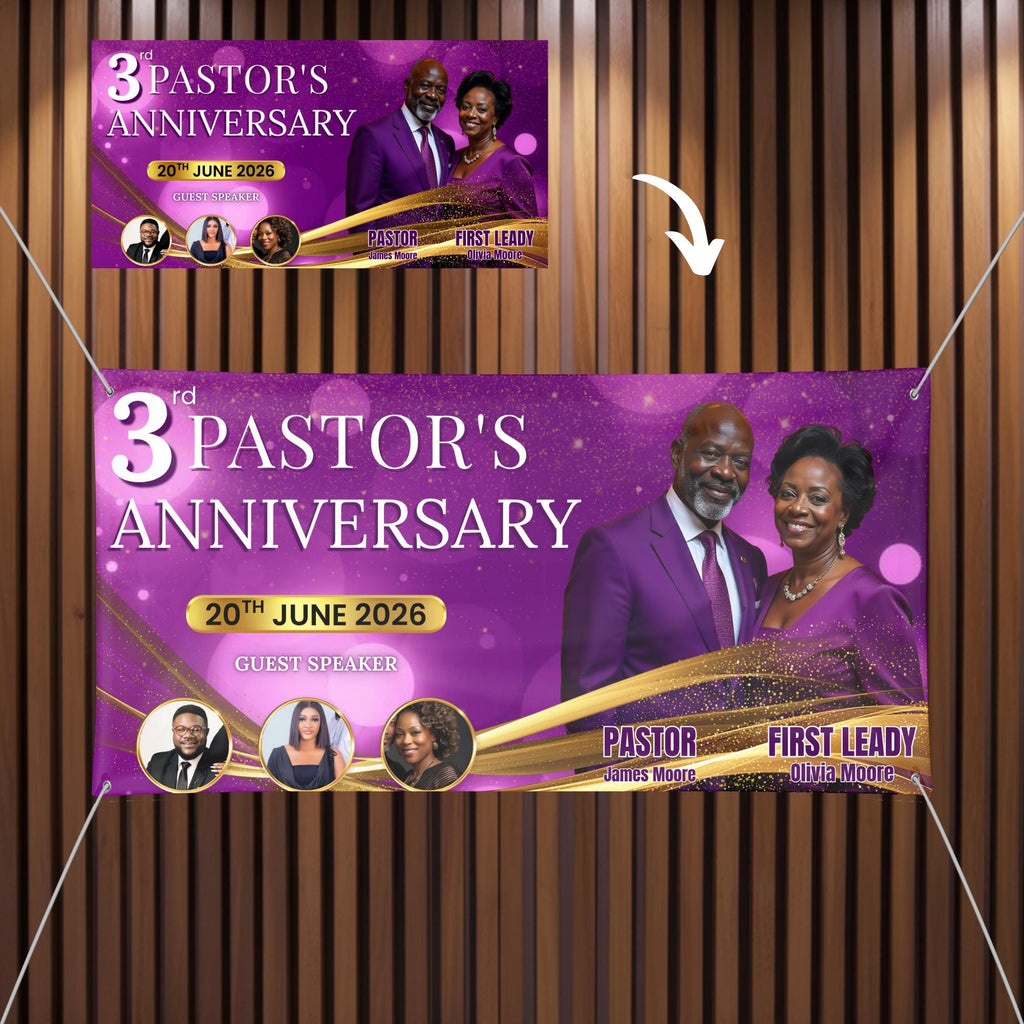 10 Pastoral Anniversary Banner Template, Church Event Banner, Church Appreciation Program, Anniversary & Faith Celebration, Digital Download - Editable Memorial Canva Template