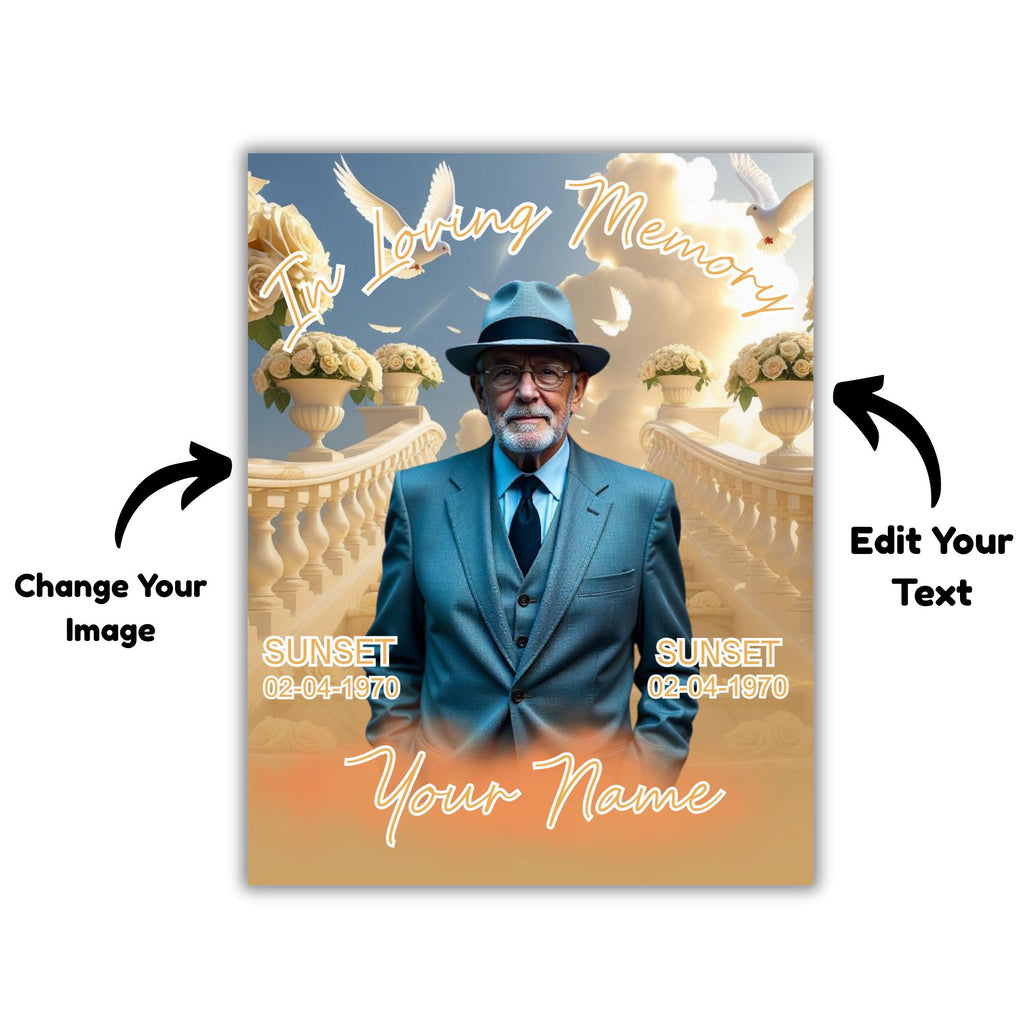 In Loving Memory Canva Editable Template, In Loving Memory Template, Memorial Template,Rest In Piece Template,Funeral & Celebration of Life - Editable Memorial Canva Template