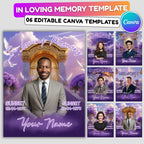 06 Levender In Loving Memory Canva Editable Templates, Memorial Canva Template, In Loving Memory Templates, Funeral & Celebration of Life - Editable Memorial Canva Template