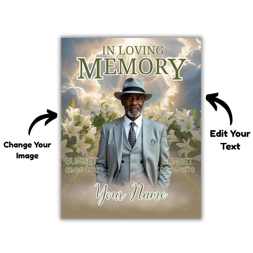 6 In Loving Memory Canva Editable Templates, Memorial Canva Template, Loving Memory Template, Funeral & Celebration of Life,Digital Download - Editable Memorial Canva Template