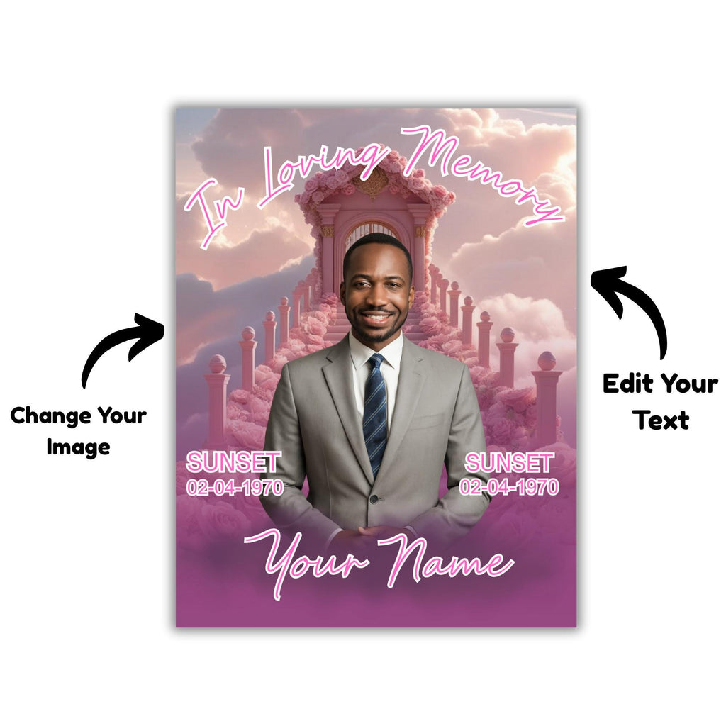 06 Dusty Rose In Loving Memory Canva Editable Templates, Memorial Canva Template, Loving Memory Template, Funeral & Celebration of Life - Editable Memorial Canva Template