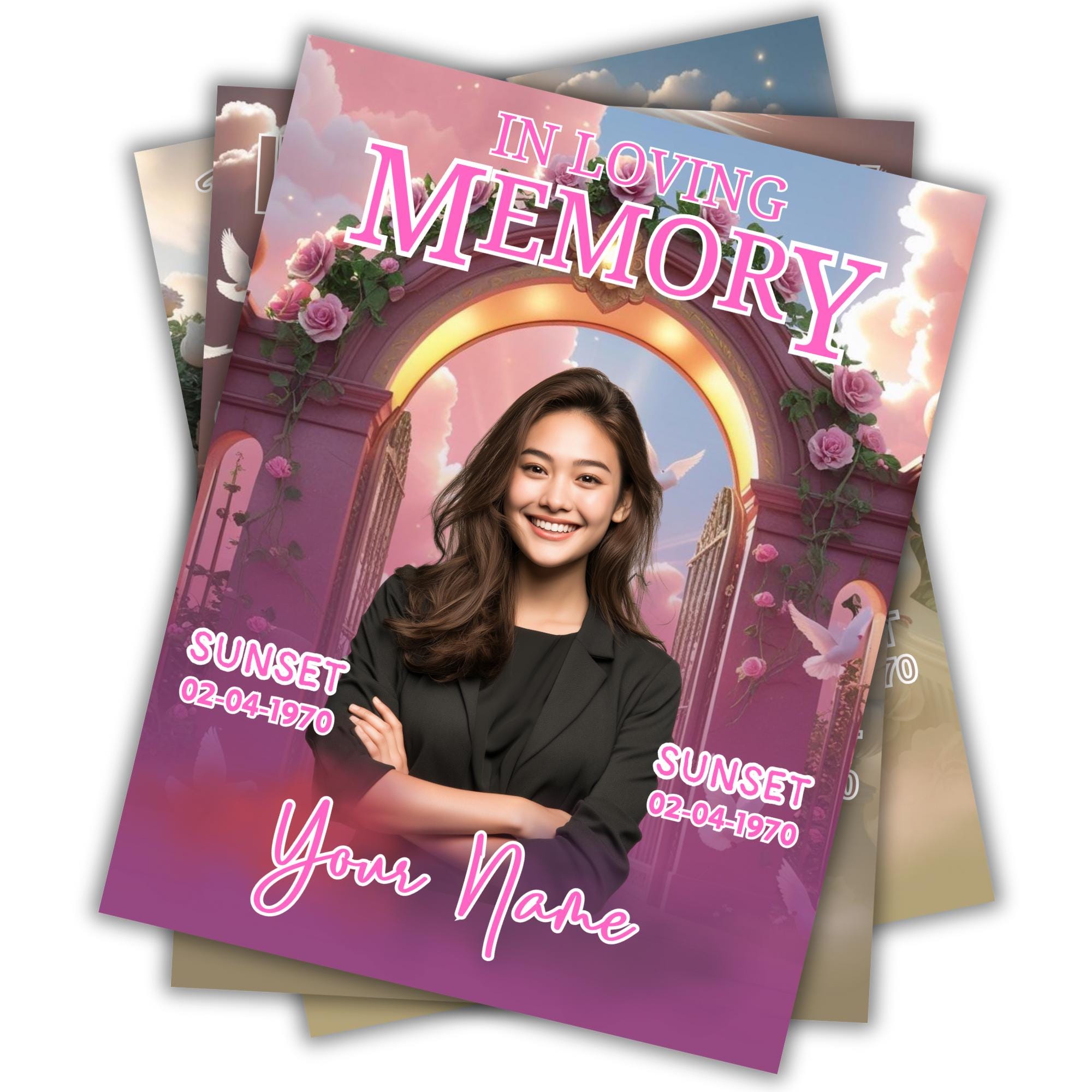 06 Dusty Rose In Loving Memory Canva Editable Templates, Memorial Canva Template, Loving Memory Template, Funeral & Celebration of Life - Editable Memorial Canva Template
