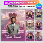 06 Dusty Rose In Loving Memory Canva Editable Templates, Memorial Canva Template, Loving Memory Template, Funeral & Celebration of Life - Editable Memorial Canva Template