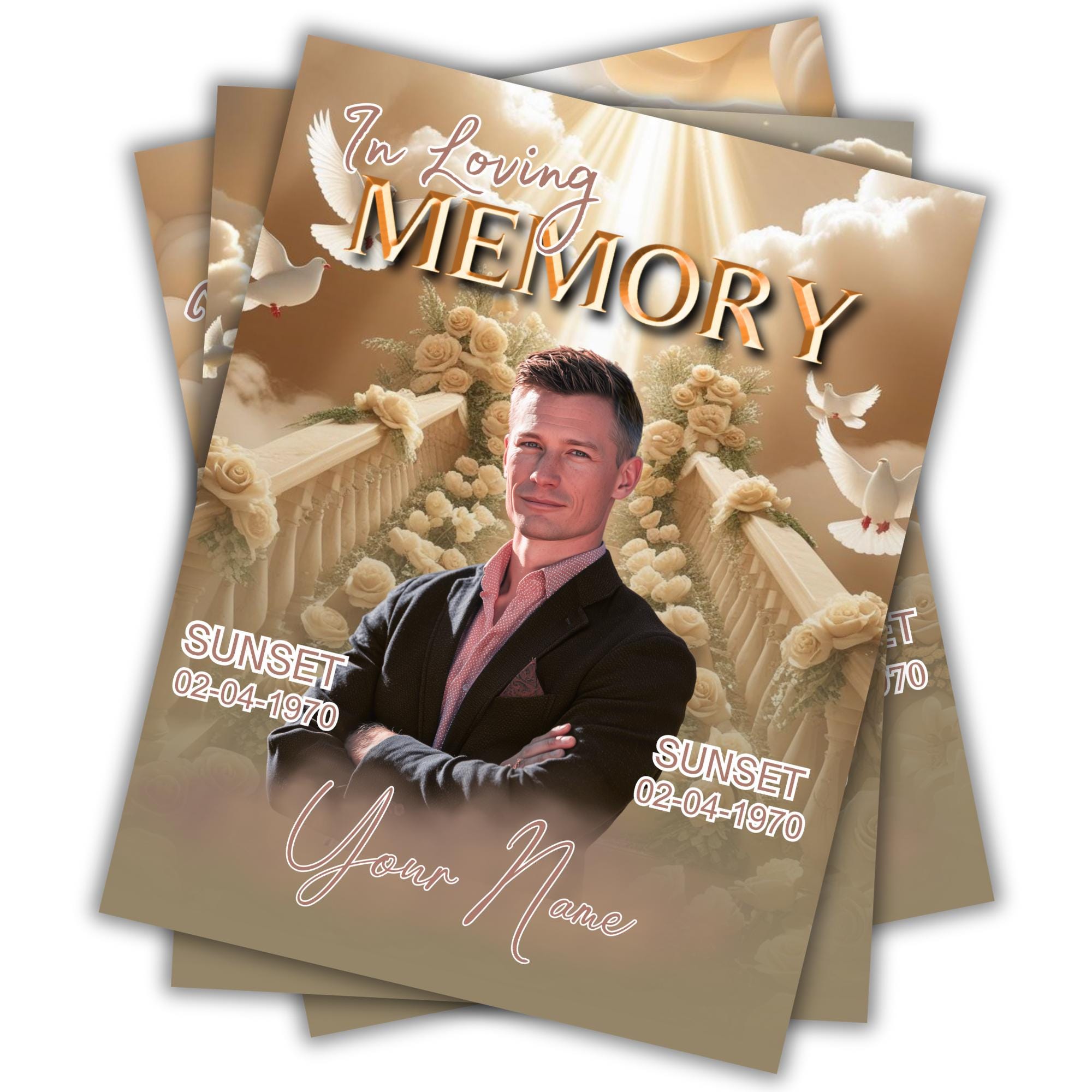 06 Beige In Loving Memory Canva Editable Templates, Memorial Canva Template, Loving Memory Template, Funeral & Celebration of Life - Editable Memorial Canva Template