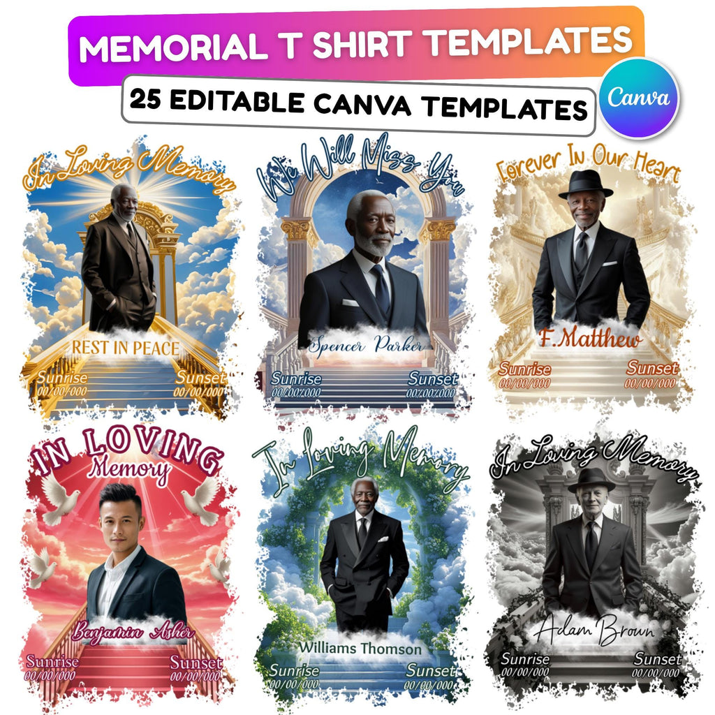 25 In Loving Memory T Shirt Canva Editable Template, Forever In Our Heart Template, Memorial Canva Template, Rest In Peace, We Will Miss You - Editable Memorial Canva Template