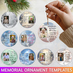 10 Memorial Christmas Ornament Bundle Canva Template, Round Christmas in Heaven, Memorial Ornaments Template, Funeral & Celebration - Editable Memorial Canva Template