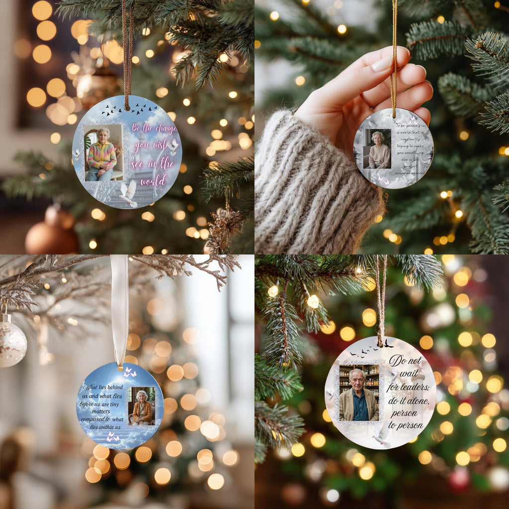10 Memorial Christmas Ornament Bundle Canva Template, Round Christmas in Heaven, Memorial Ornaments Template, Funeral & Celebration - Editable Memorial Canva Template