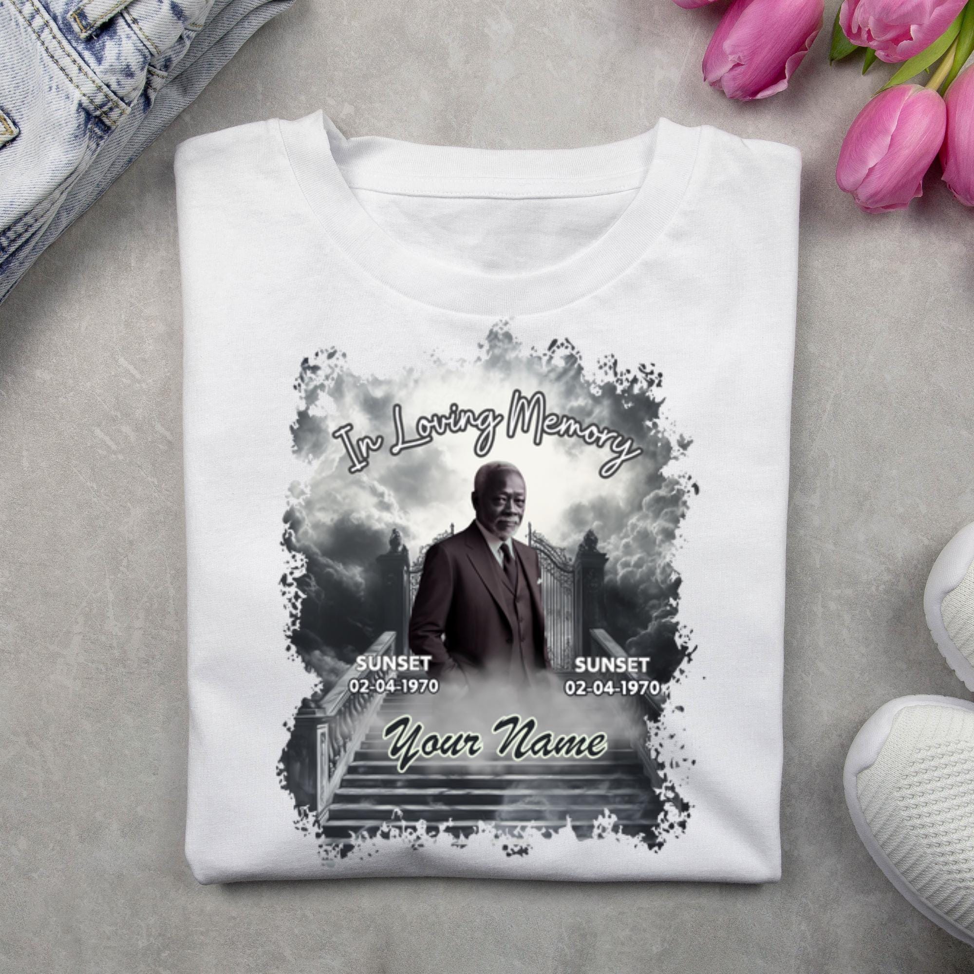 10 In Loving Memory Black T Shirt Canva Editable Templates, Memorial Editable Template, Rest In Peace Designs, Funeral & Celebration of Life - Editable Memorial Canva Template