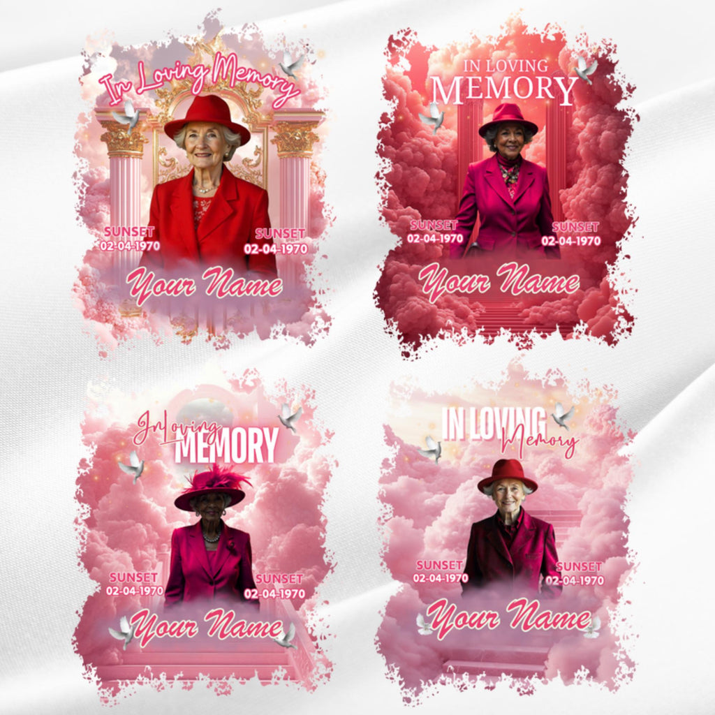 10 In Loving Memory Pink T Shirt Canva Editable Templates, Memorial Editable Template, Rest In Peace Designs, Funeral & Celebration of Life - Editable Memorial Canva Template