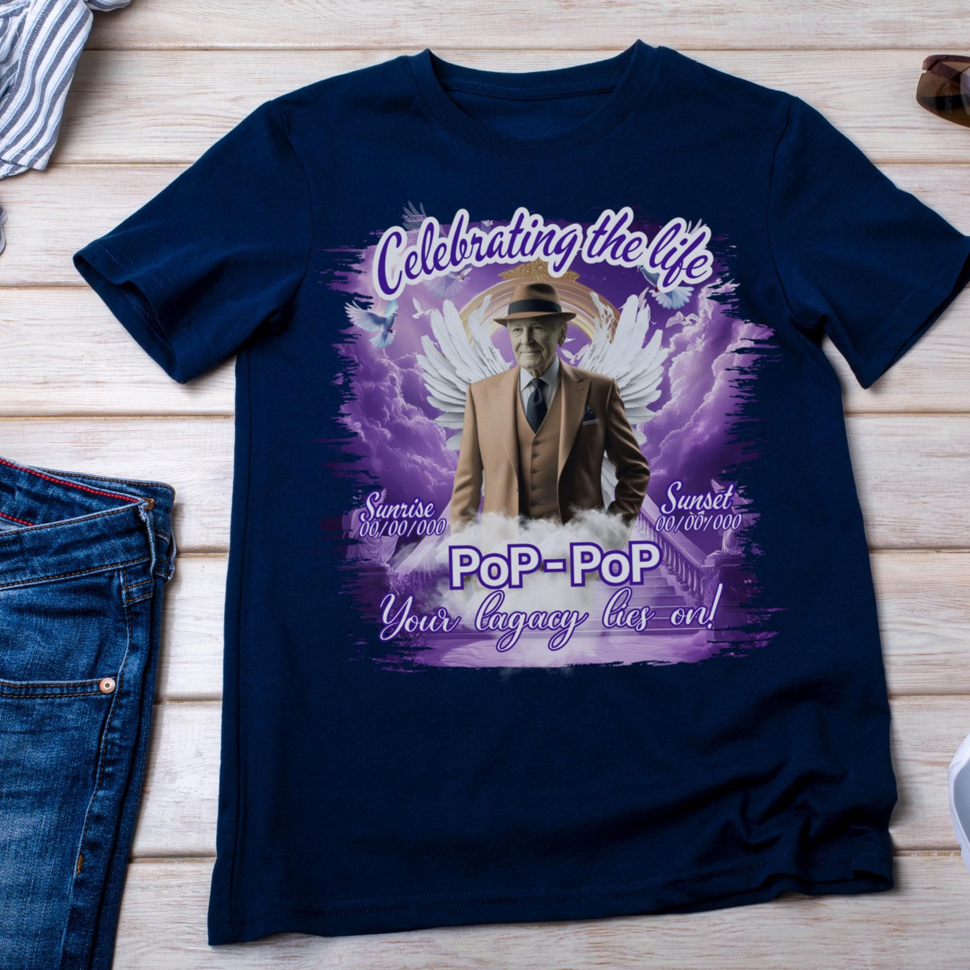 10 Purple Celebrating Of Life Canva Editable T Shirt Templates, In Loving Memory Template, Rest in Peace, Memorial Template,Digital Download - Editable Memorial Canva Template